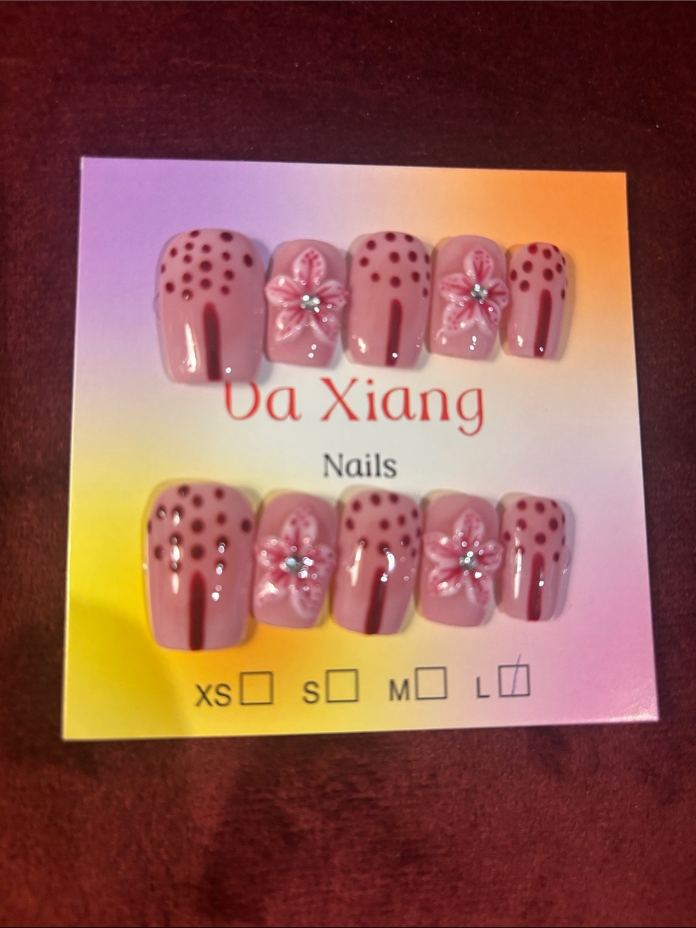 Women’s Pink Floral Press-On Nail Set